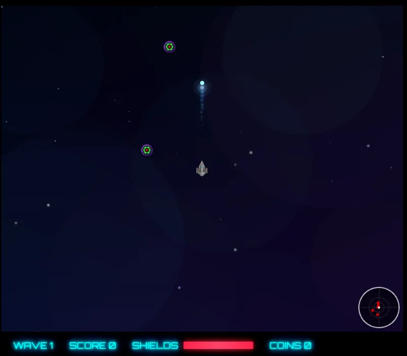 Galaxy Wave gameplay showing a ship firing at enemies in space