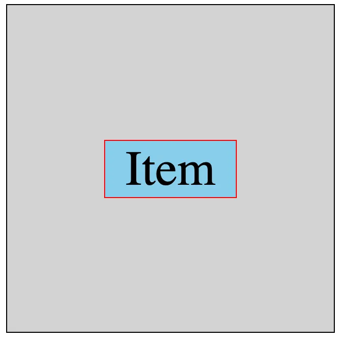 A single item centered horizontally and vertically inside a square container