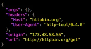Syntax-highlighted JSON output in a terminal